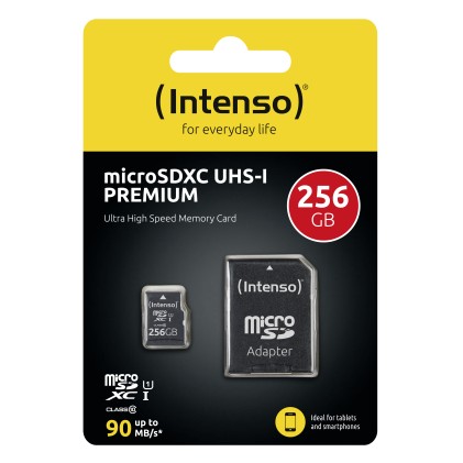 Intenso Memory Card Micro Sd 256Gb Uhs-I Premium Up To 90 Mb/S
