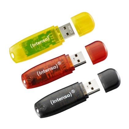 Intenso Pen Disk Rainbow Line 32Gb  Usb 2.0  Confezione Da 3 Pezzi (Arancione-Rossa-Nera)