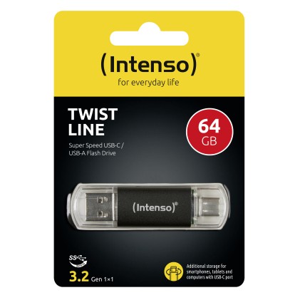 Intenso Flash Drive Twist 64Gb Usb 3.2 + Usb-C
