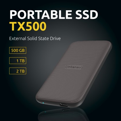 Intenso Ssd Esterno  Tx500 Usb 3.2  500Gb Gen 2X1 Cable Usb-C + Adapter Usb-A 1000 Mb/S