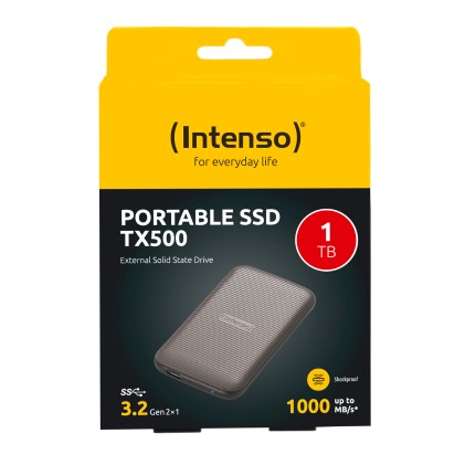 Intenso Ssd Esterno  Tx500 Usb 3.2  1Tb Gen 2X1 Cable Usb-C + Adapter Usb-A 1000 Mb/S