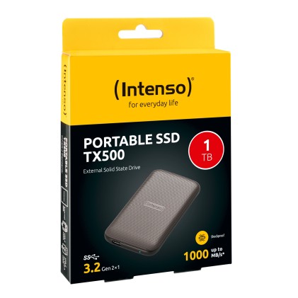 Intenso Ssd Esterno  Tx500 Usb 3.2  1Tb Gen 2X1 Cable Usb-C + Adapter Usb-A 1000 Mb/S