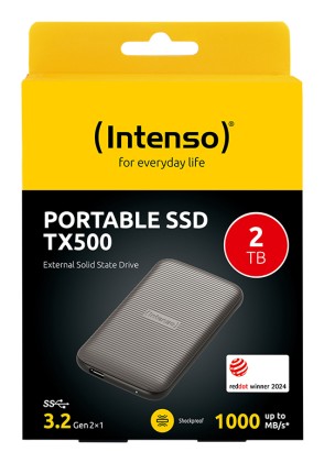Intenso Ssd Esterno  Tx500 Usb 3.2  2Tb Gen 2X1 Cable Usb-C + Adapter Usb-A 1000 Mb/S