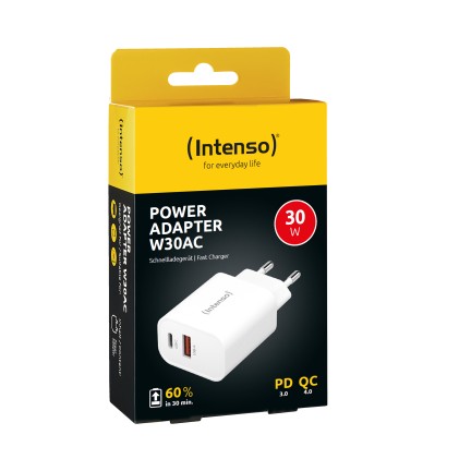 Intenso Alimentatore Fast 30W 2 Entrate Usb A + Usb C