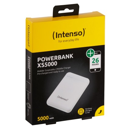 Intenso Power Bank 5000Mah Usb A+Type C  5V-2.1A Micro Usb+Type C 5V-2.1A White