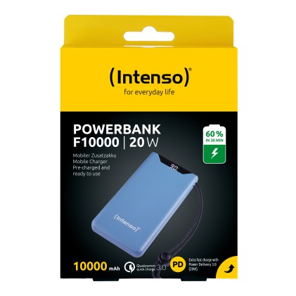 Intenso Power Bank  F10000, Pd, Qualcomm Quick Charge 3.0, Digital Percentage Display, Blue