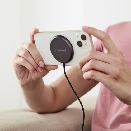 Intenso Caricatore Wireless Magnetico, Compatibile Magsafe, Output Up To 15W, Nero