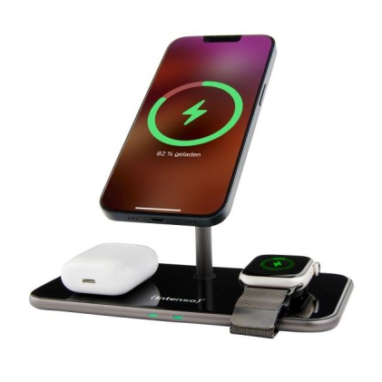 Intenso Magnetic Wireless Charging Stand Mb13 3 In 1 Magsafe Compatibility Output 15W Black