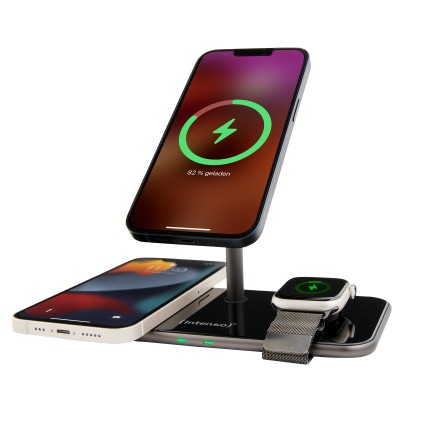Intenso Magnetic Wireless Charging Stand Mb13 3 In 1 Magsafe Compatibility Output 15W Black