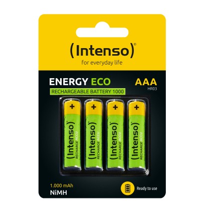 Intenso Batterie Ricaricabili Energy Eco Aaa Hr03 4Pcs Blister 1000Mah