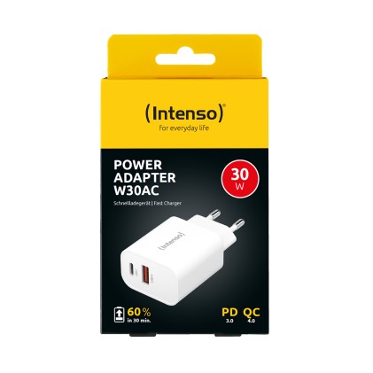 Intenso Alimentatore Fast 30W 2 Entrate Usb A + Usb C