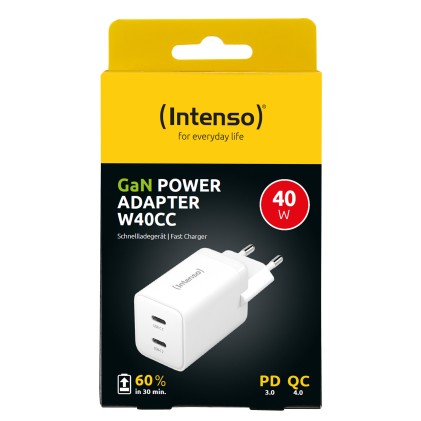 Intenso POWER ADAPTER 2XUSB-C GAN/7804012 Universale Bianco AC Ricarica rapida Interno