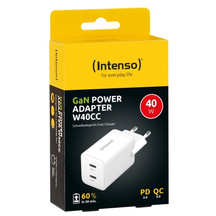 Intenso POWER ADAPTER 2XUSB-C GAN/7804012 Universale Bianco AC Ricarica rapida Interno