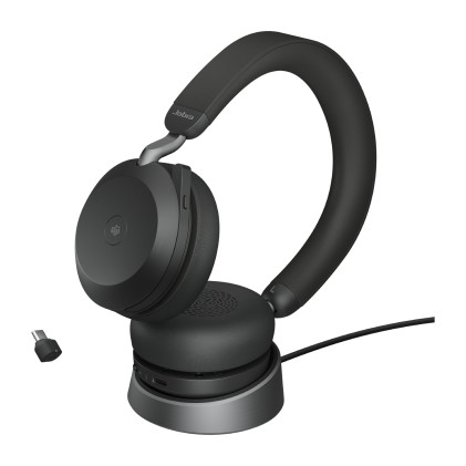 Jabra Evolve2 75 Auricolare Con cavo e senza cavo A Padiglione Musica e Chiamate USB tipo-C Bluetooth Base di ricarica Nero