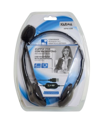 Cuffia C/Microfono Usb Bk Controllo Volume