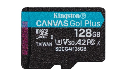 Kingston Technology Scheda microSDXC Canvas Go Plus Gen4 200MB/s A2 U3 V30 da 128 GB + adattatore