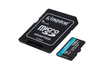 Kingston Technology Scheda microSDXC Canvas Go Plus Gen4 200MB/s A2 U3 V30 da 128 GB + adattatore