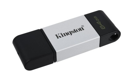 Kingston Technology DataTraveler 80 unit&agrave; flash USB 64 GB USB tipo-C 3.2 Gen 1 (3.1 Gen 1) Nero, Argento