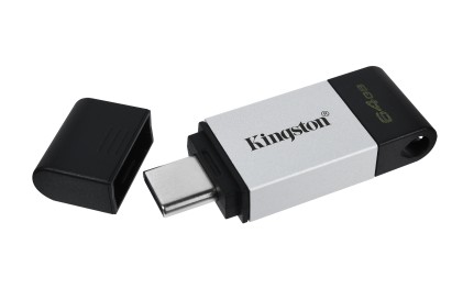 Kingston Technology DataTraveler 80 unit&agrave; flash USB 64 GB USB tipo-C 3.2 Gen 1 (3.1 Gen 1) Nero, Argento