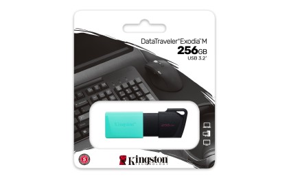 Pen Drive 3.2 256Gb Type-A Exodia M Black/Teal Kingston Cappuccio Remov