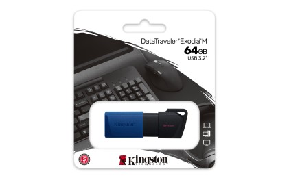 Pen Drive 3.2 64Gb Type-A Exodia M Black/Blu Kingston Cappuccio Removi