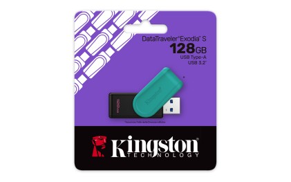 Kingston Technology DataTraveler 128GB Portable USB 3.2 Gen 1 Exodia S (Nero/Turchese)