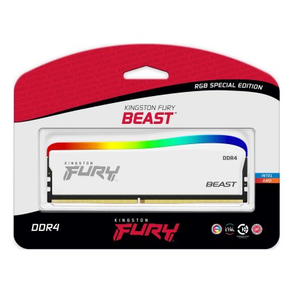 Ddr4 16Gb 3600 Mhz Fury Beast White Rgb Cl18 Kingston