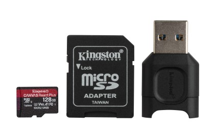 KINGSTON 128GB microSDXC React Plus SDCR2 w/Adapter + MLPM Reader