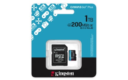 Kingston Technology Scheda microSDXC Canvas Go Plus Gen4 200MB/s A2 U3 V30 da 1 TB + adattatore
