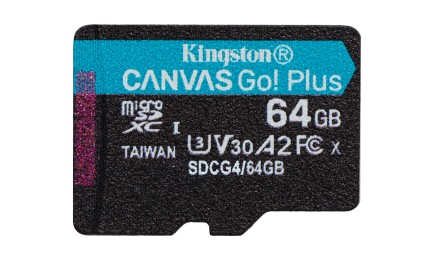 Kingston Technology Scheda microSDXC Canvas Go Plus Gen4 200MB/s A2 U3 V30 da 64 GB + adattatore