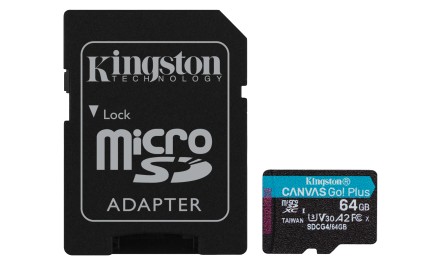 Kingston Technology Scheda microSDXC Canvas Go Plus Gen4 200MB/s A2 U3 V30 da 64 GB + adattatore