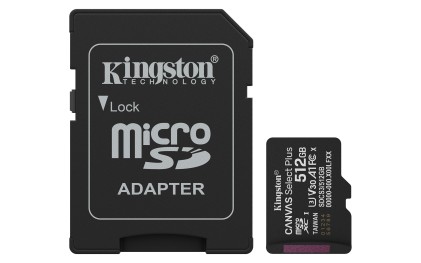 Kingston Technology 512GB microSDXC Canvas Select Plus Gen3 150MB/s A1 (Adattatore SD incluso)