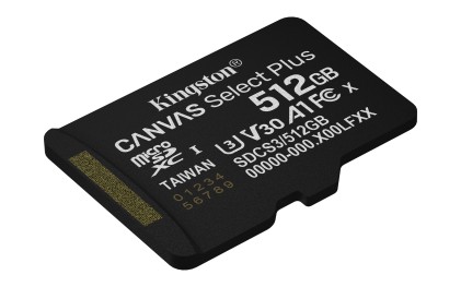 Kingston Technology 512GB microSDXC Canvas Select Plus Gen3 150MB/s A1 (Adattatore SD incluso)