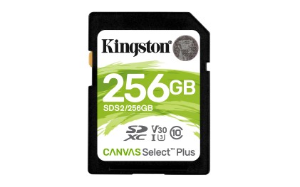 KINGSTON 256GB SDXC Canvas Select Plus 100R C10 UHS-I U3 V30
