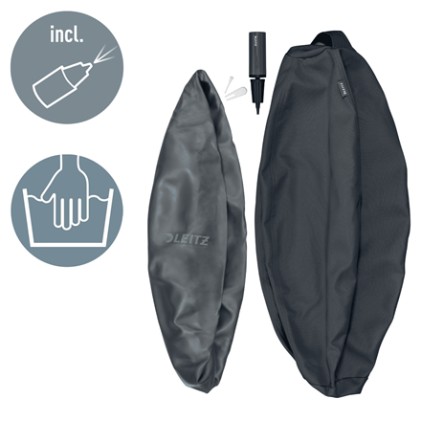 Leitz Ergo Active Sedile Antiscivolo 65 cm - Maniglia per il Trasporto Resistente - Carico Massimo di 150 kg - Fodera Lavabile - Colore Grigio Scuro