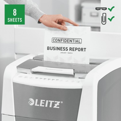 Leitz 80160000 distruggi documenti Taglio a frammenti 22 cm Grigio, Bianco