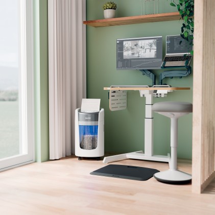 Leitz IQ OptiMax Home Office 225 distruggi documenti Taglio a frammenti 58 dB Grigio, Bianco