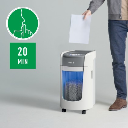 Leitz IQ OptiMax Home Office 225 distruggi documenti Taglio a frammenti 58 dB Grigio, Bianco