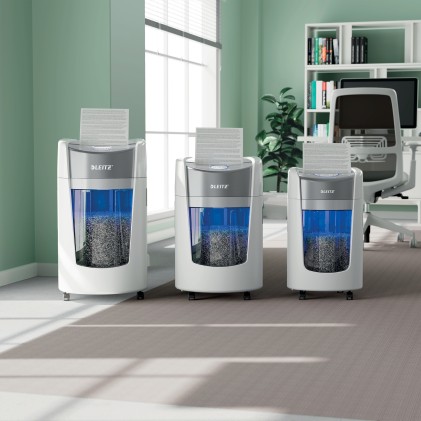 Leitz IQ OptiMax Home Office 225 distruggi documenti Taglio a frammenti 58 dB Grigio, Bianco