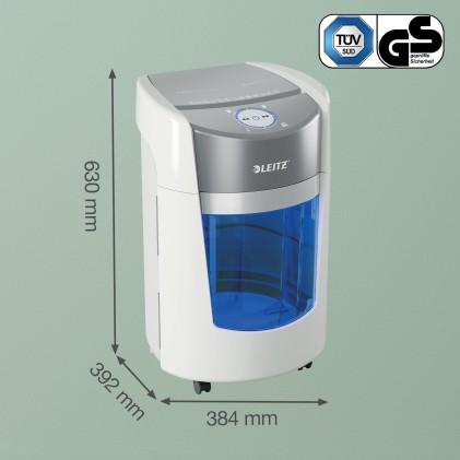 Leitz IQ OptiMax Small Office 350 distruggi documenti Taglio a frammenti 58 dB 22,3 cm Grigio, Bianco