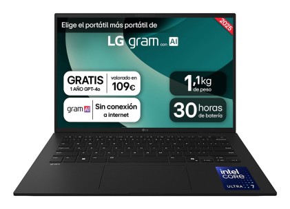 LG Gram 14ZD90T Intel Core Ultra 7 255H Computer portatile 35,6 cm (14") WUXGA 16 GB LPDDR5x-SDRAM 1 TB SSD FreeDOS Spagnolo Nero