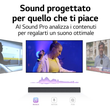 Soundbar Lg 2.1 Bar + Sub S60Q 300W Nero Bluetooth Ai Dolby Atmos