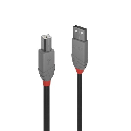 Lindy Cavo Usb Anthra Line 2.0 Tipo A Maschio A B Maschio 3 Mt Doppia Schermatura Guscio In Pvc 10 Anni Di Garanzia