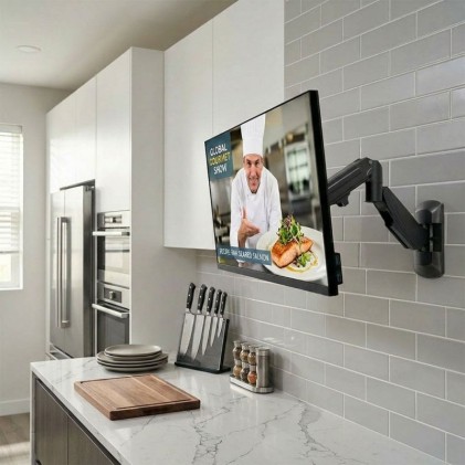 Supporto A Parete Per Display Con Braccio A Gas - Nero - Montaggio A Parete Di Un Singolo Display Co