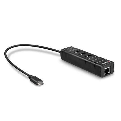 Lindy Adattatore Usb 3.1 Hub E Gigabit Ethernet Rj-45 3P Usb Tipo A Con Usb 3.1 Tipo C