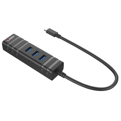 Lindy Adattatore Usb 3.1 Hub E Gigabit Ethernet Rj-45 3P Usb Tipo A Con Usb 3.1 Tipo C