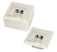 Presa a muro 2x RJ45 Cat.6A con ingresso orizzontale, bianco