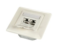 Presa a muro 2x RJ45 Cat.6A con ingresso orizzontale, bianco