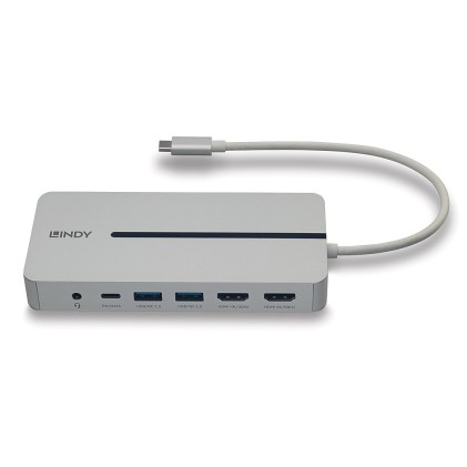 Lindy Dst-Mx Duo, Mini Docking Station Per Laptop/Macbook Usb-C Con Supporto 4K Su Doppio Display E