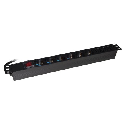 Multipresa Da Rack 19&#34; Con 6 Prese Universali + 3 Prese C13 Con Interruttore Spina Italiana 16A
